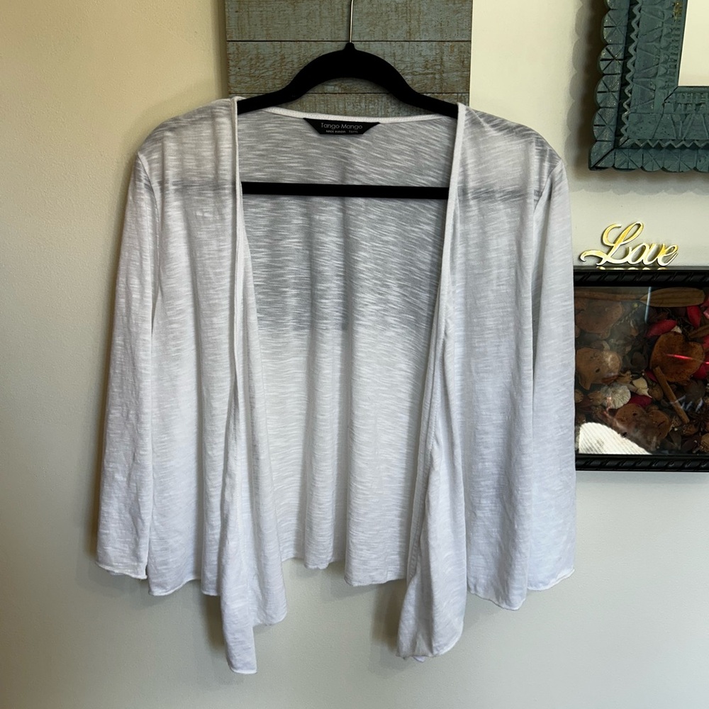White Open-Front Cardigan Sweater